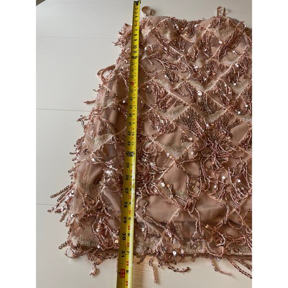 Akira Sequined Mini Dress Rose Gold NWOT Sheath Lace Up Sides Sz L Party Event - Picture 14 of 15